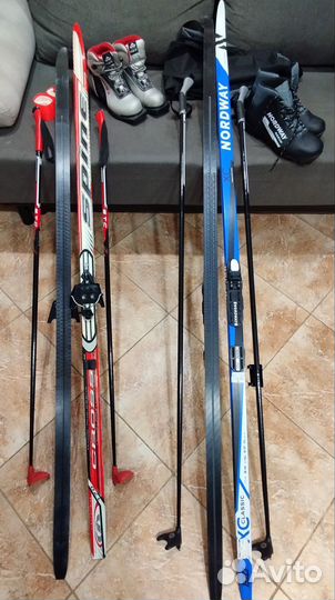 Беговые лыжи 2 пары (190 см и 170 см)