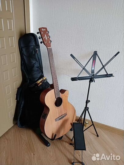 Набор: гитара в чехле, подставка(+д.ноги, +д.нот)