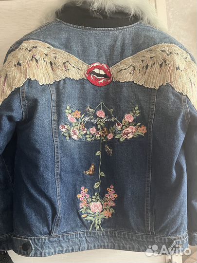 Парка джинсовая куртка с мехом