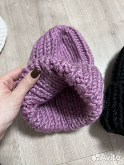 Шапка вязаная объемная зима