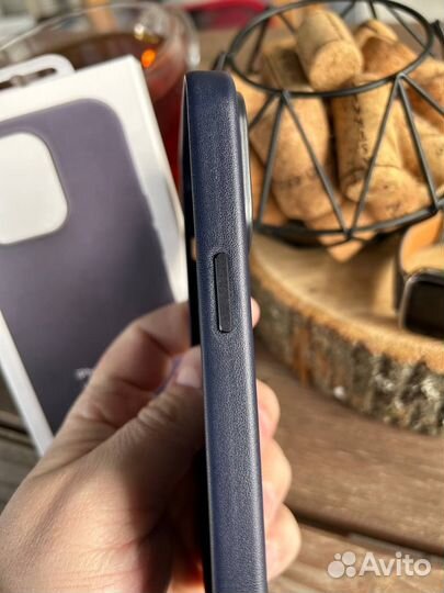 Чехол iPhone 14 Pro Кожа Синий