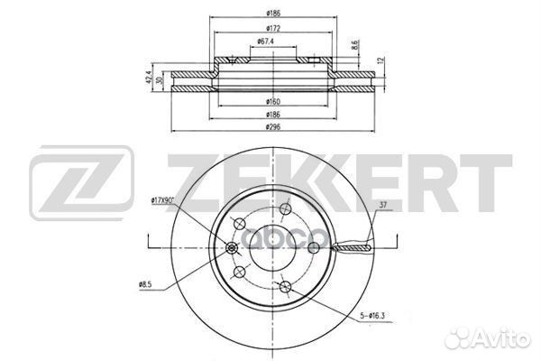 Диск торм. перед. Opel Insignia 08- Saab 9-5