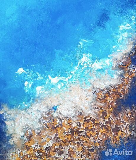 Интерьерная картина сине голубые тона Абстракция