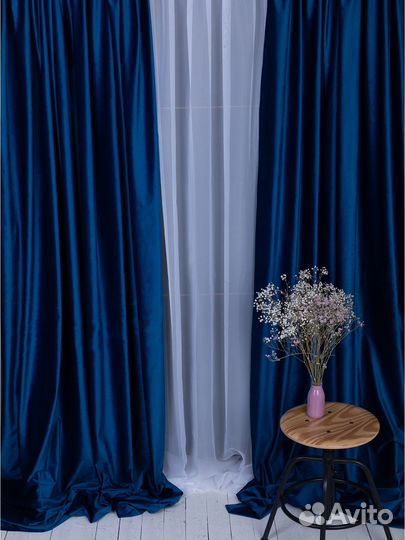 Шторы бархат комплект новые синий