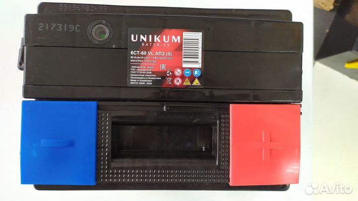 Аккумулятор 60Ач Unikum 500A обратной полярности