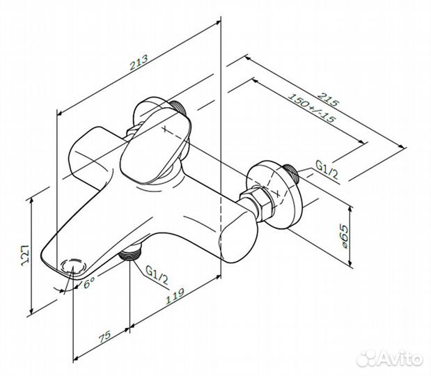 Смеситель для ванны AM.PM Spirit V 2.0 F70A10000