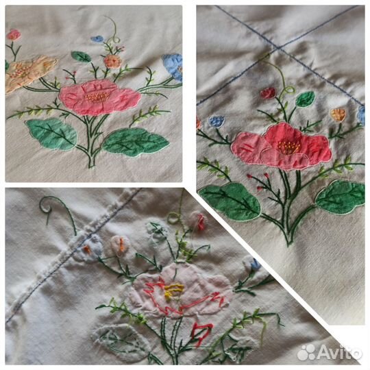 Белая Скатерть круглая с вышивкой хлопок 100