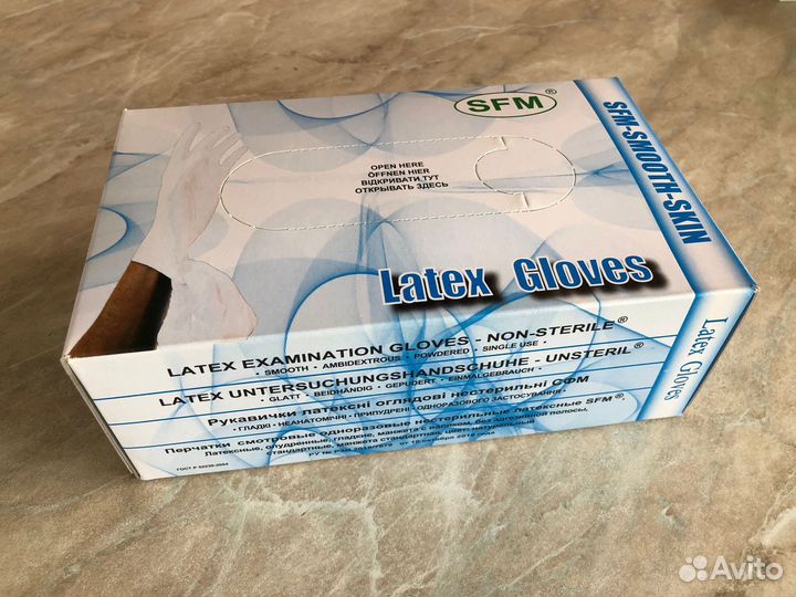 Перчатки медицинские латексные размер М