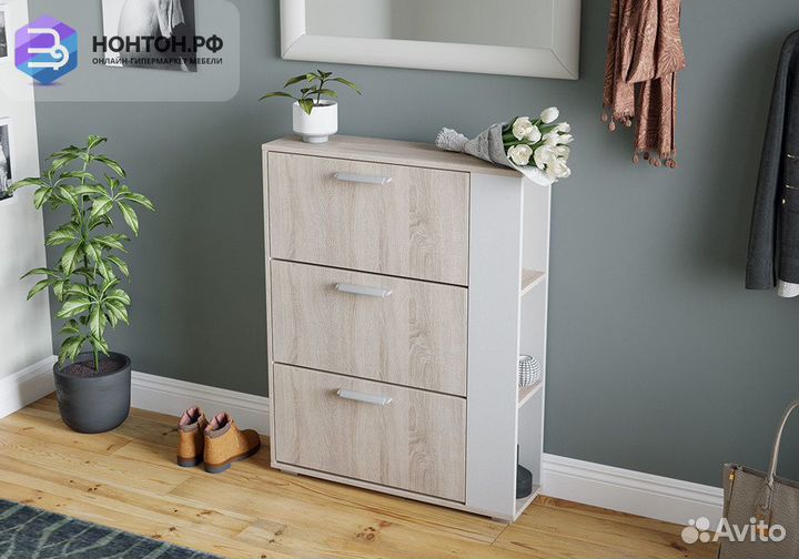 Тумба для обуви Эрика 1 дуб сонома / белый ясень