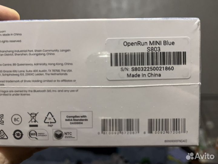 Shokz OpenRun mini черные, синие, Европа