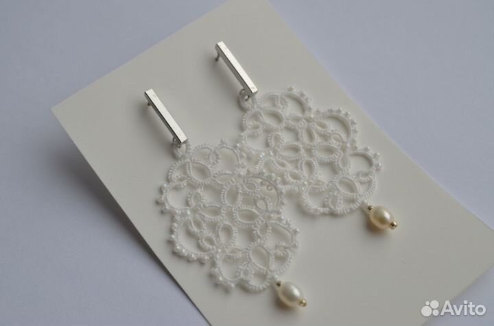 Серьги кружевные фриволите