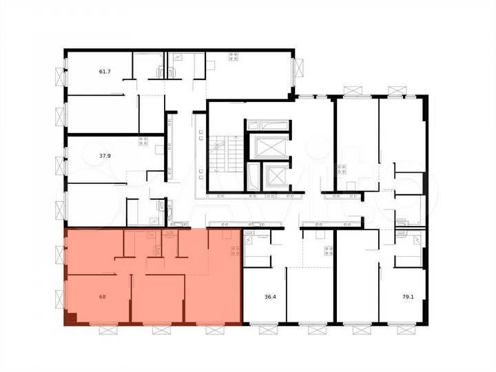 3-к. квартира, 68 м², 8/15 эт.