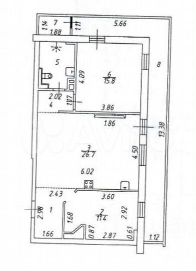 2-к. квартира, 90,6 м², 5/6 эт.