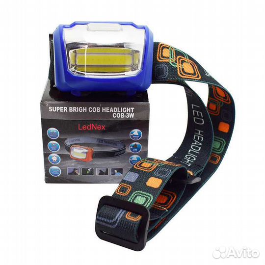 Фонарик налобный HL-1009 COB яркий и легкий