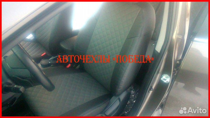 Чехлы Kia Cerato 2 из экокожи чёрно-серые Ромб