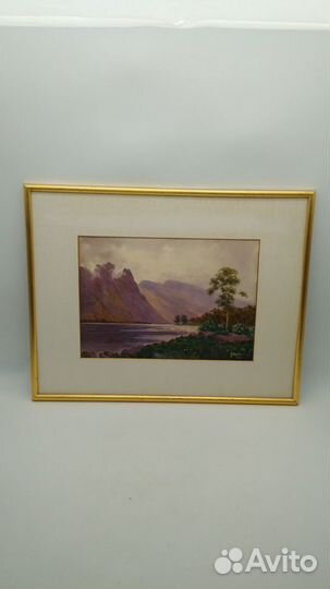 Картина антикварная акварель 