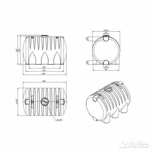 Емкость, бак, бочка для воды 10000 литров/ 10 кубов