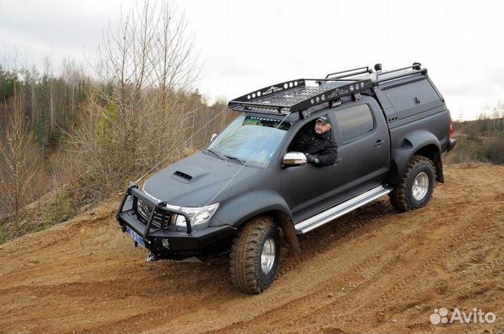 Передний силовой бампер с кенгурином алюминиевый