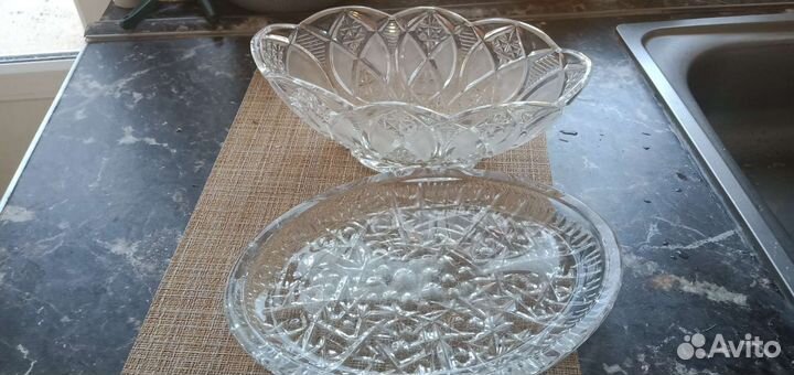 Хрусталь ваза и блюдо