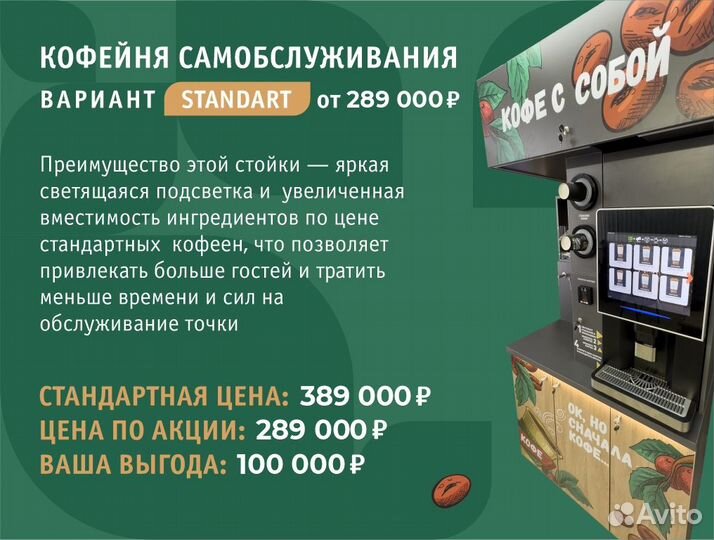 Кофейня самообслуживания (с подбором места)