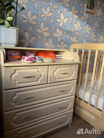 Кроватка+матрац+комод для пеленания
