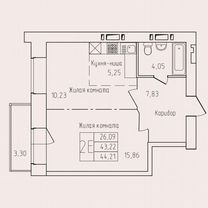 1-к. квартира, 44,2 м², 5/13 эт.