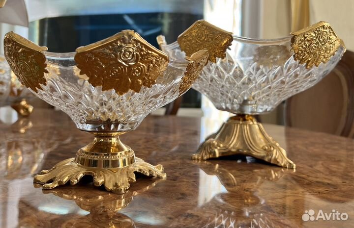 Ваза для фруктов золотая