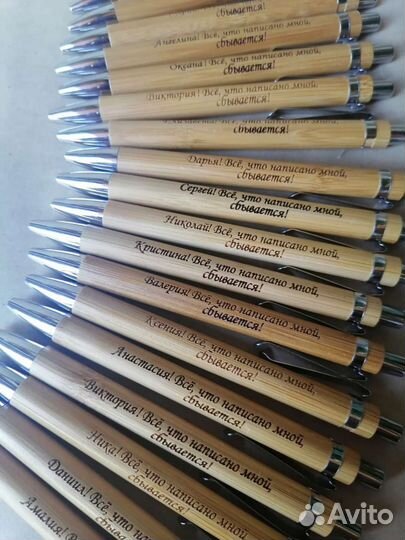 Деревянная, шариковая ручка с синим стержнем