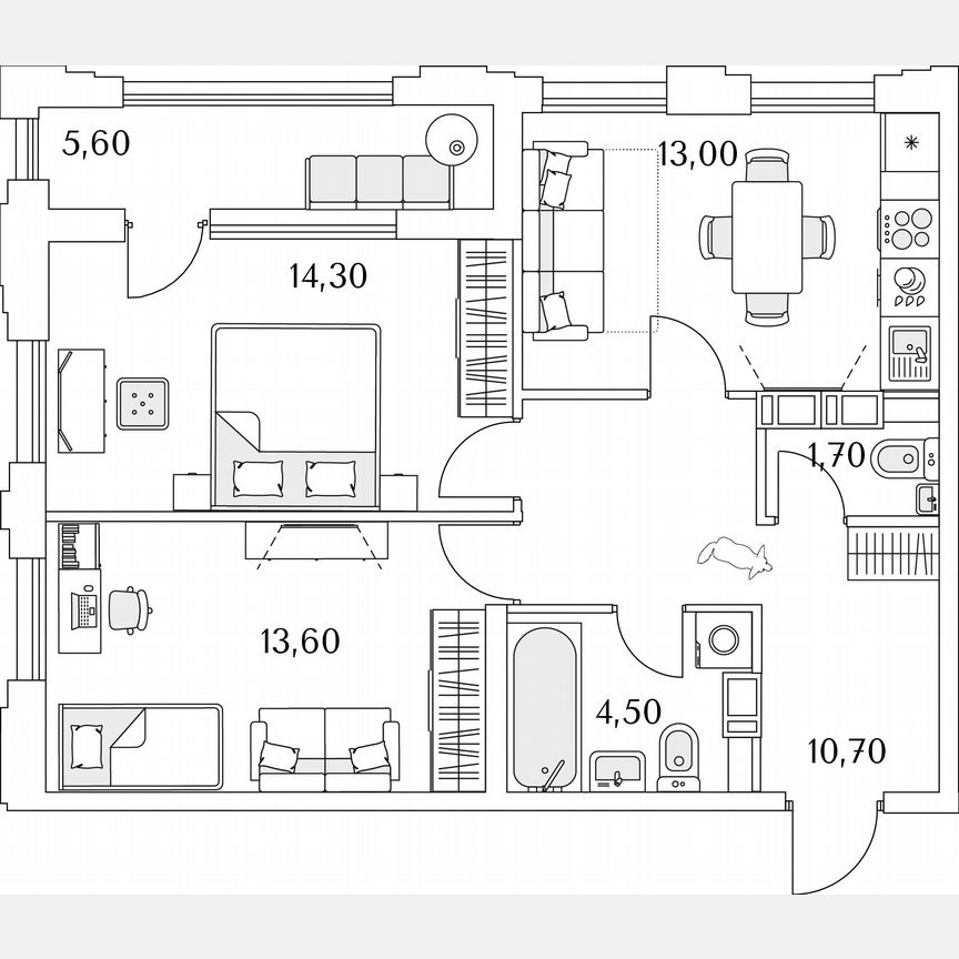 2-к. квартира, 60,6 м², 9/13 эт.