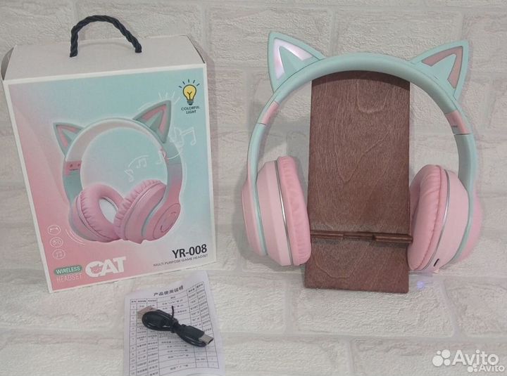 Детские беспроводные наушники сat YR-008 с ушками