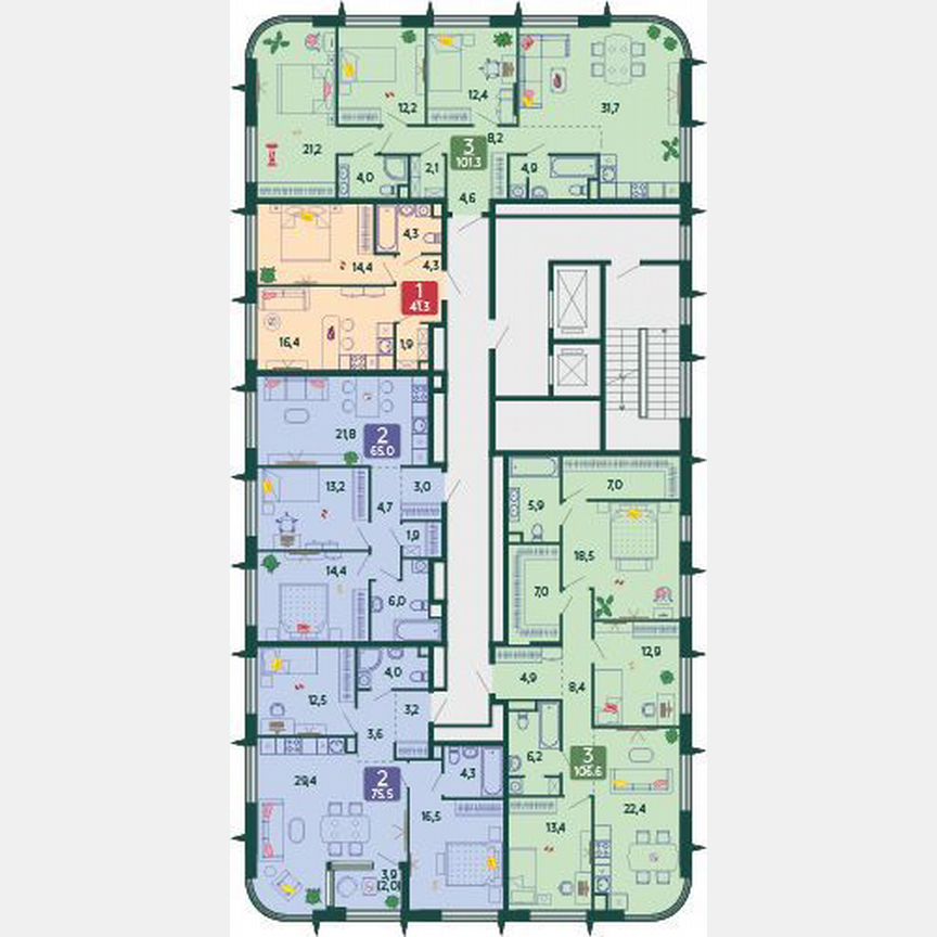 1-к. квартира, 41,3 м², 15/17 эт.