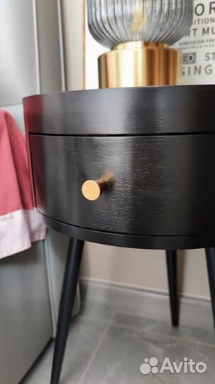 Прикроватная тумба черная шпон