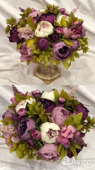 Композиция из искусственных цветы для декора