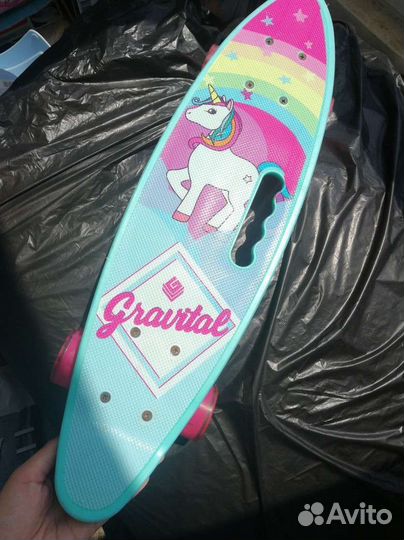 Скейтборд пениборд круизер со светящимися колёсами