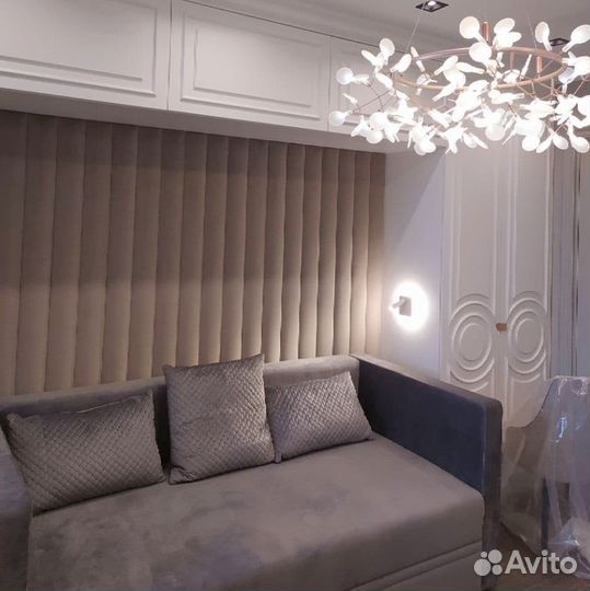 Мягкие стеновые панели в гостинной