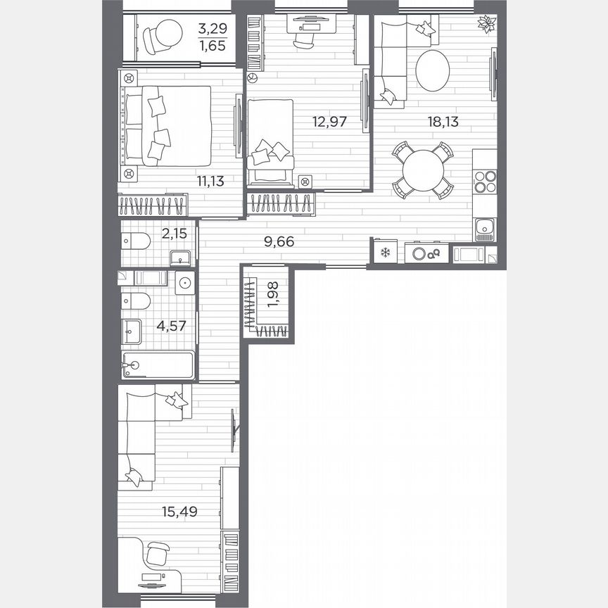 3-к. квартира, 77,7 м², 2/5 эт.