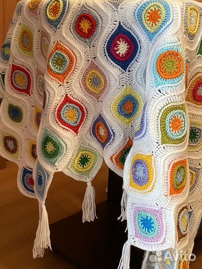 Вязаный плед ручная работа