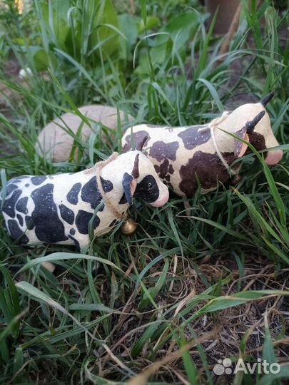 Ватные елочные игрушки коровки