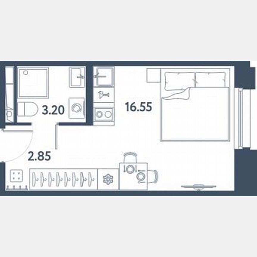 Апартаменты-студия, 22,6 м², 7/16 эт.