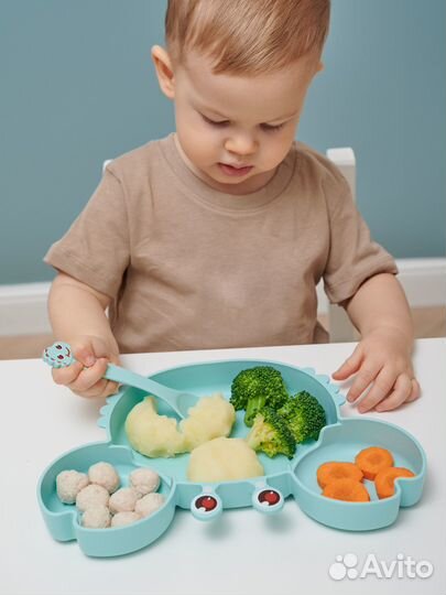 Детский набор посуды для кормления тарелка ложка