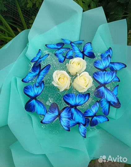 Букет из бабочек, букет из мыльных роз