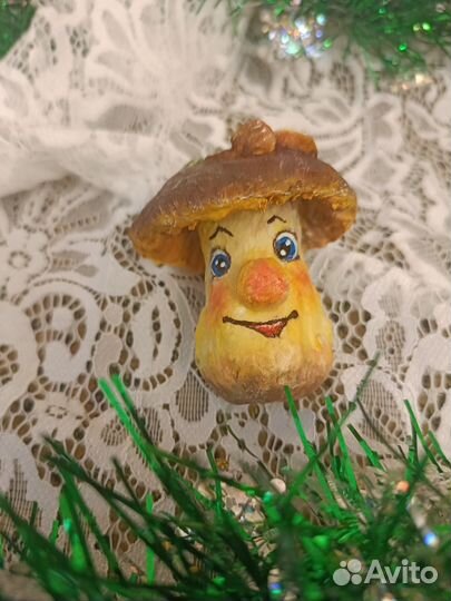 Ватные елочные игрушки# гриб боровик