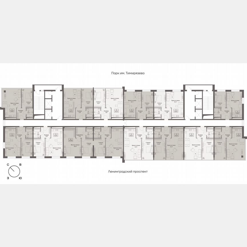 1-к. апартаменты, 51 м², 16/20 эт.
