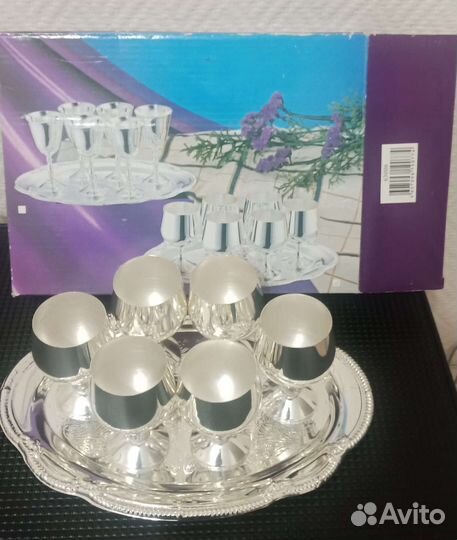 Рюмки с подносом, набор 6шт