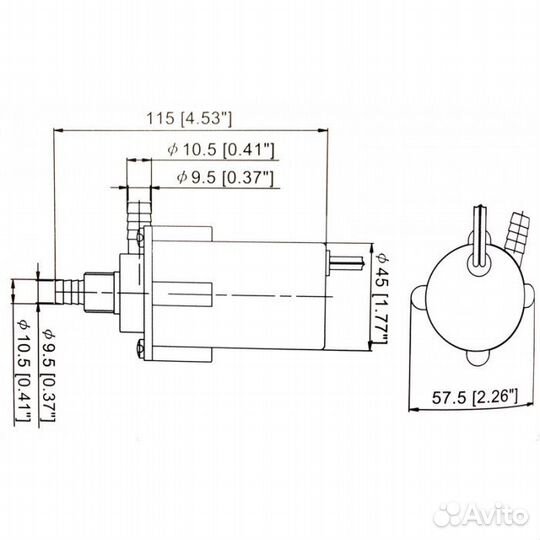 Насос водяной TMC 06302 12В 6,3л/мин под шланг 10,5мм с монтажным хомутом