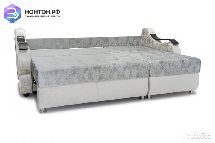 Диван угловой тик-так Дублин светло-серый