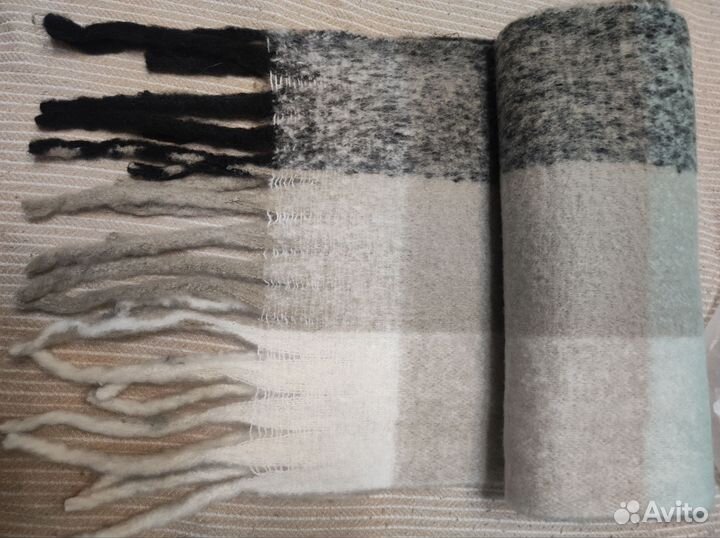 Шарф зимний с кистями minaku клетка 210*38+18 см