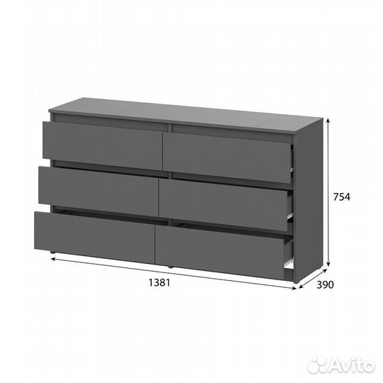 Комод Денвер с 6-ю ящиками графит