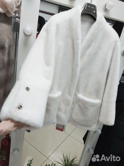 Шуба эко норка V воротник новая lux