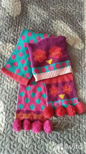 Шапка и шарф для девочки 4-8 лет